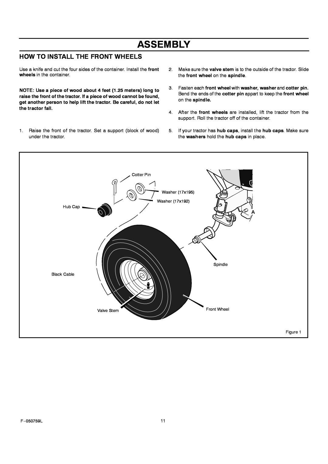 Rover 405012x108A owner manual How To Install The Front Wheels, Assembly 