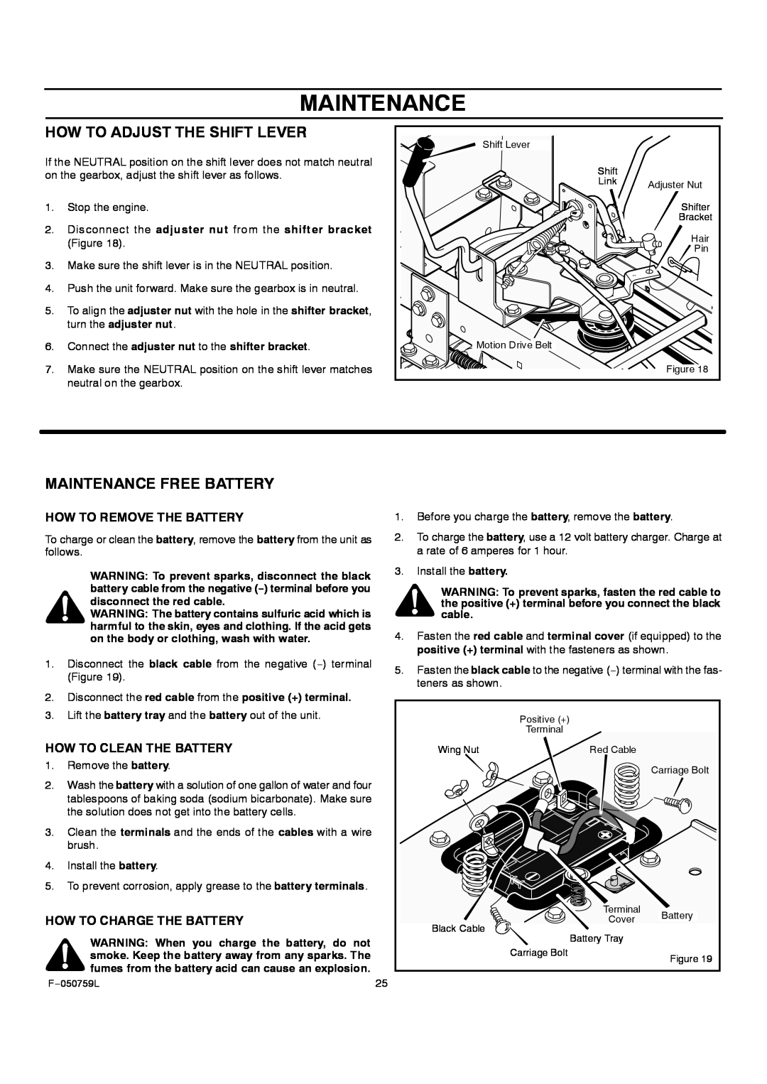 Rover 405012x108A owner manual How To Adjust The Shift Lever, Maintenance Free Battery, How To Remove The Battery 