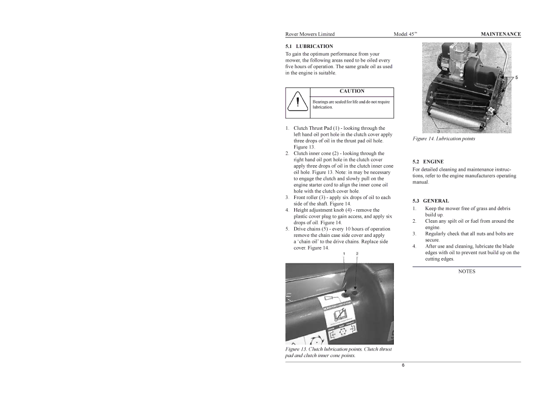 Rover 45048, 45148 warranty Maintenance, Lubrication, Engine, General 