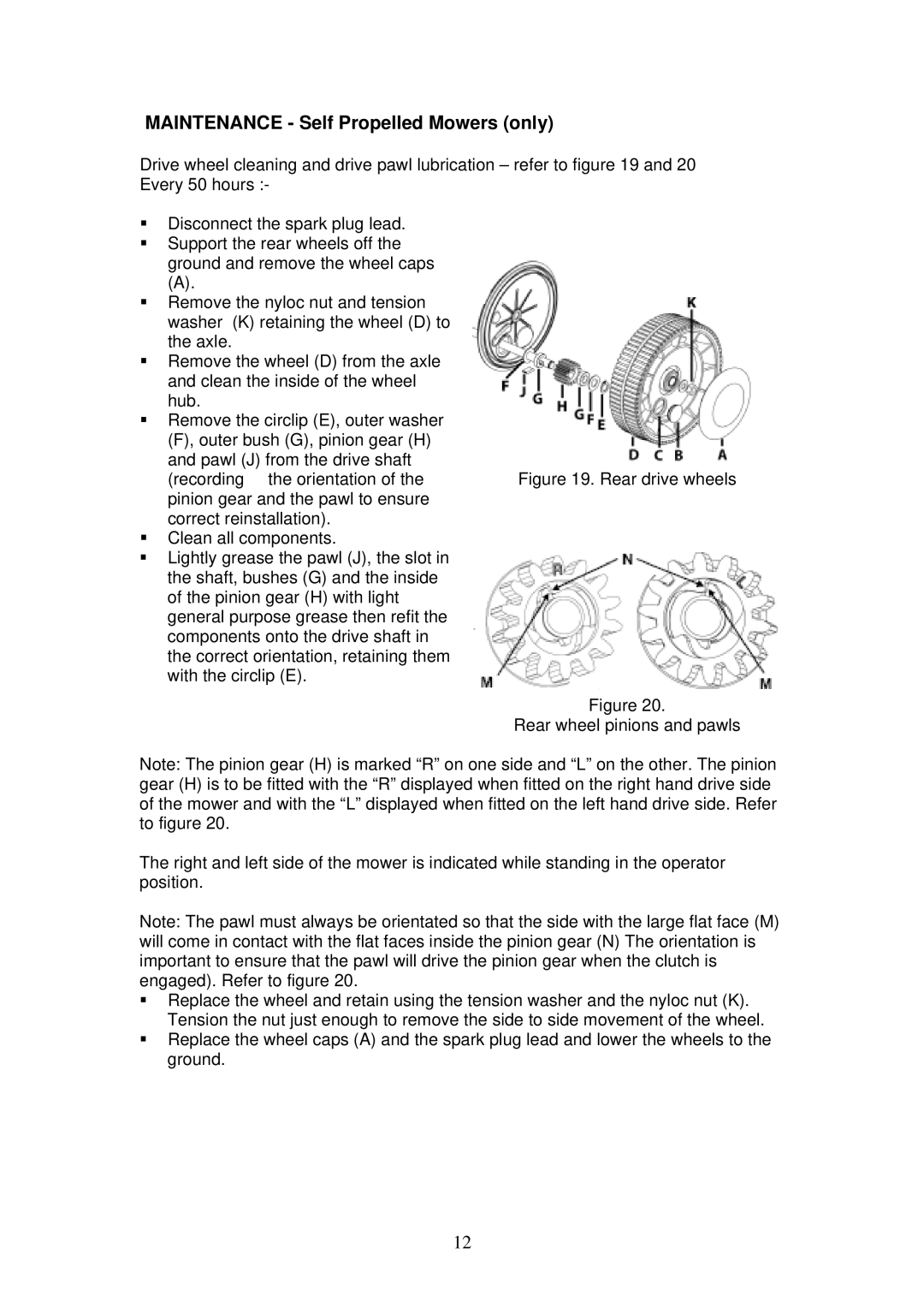 Rover 460 owner manual Maintenance Self Propelled Mowers only 