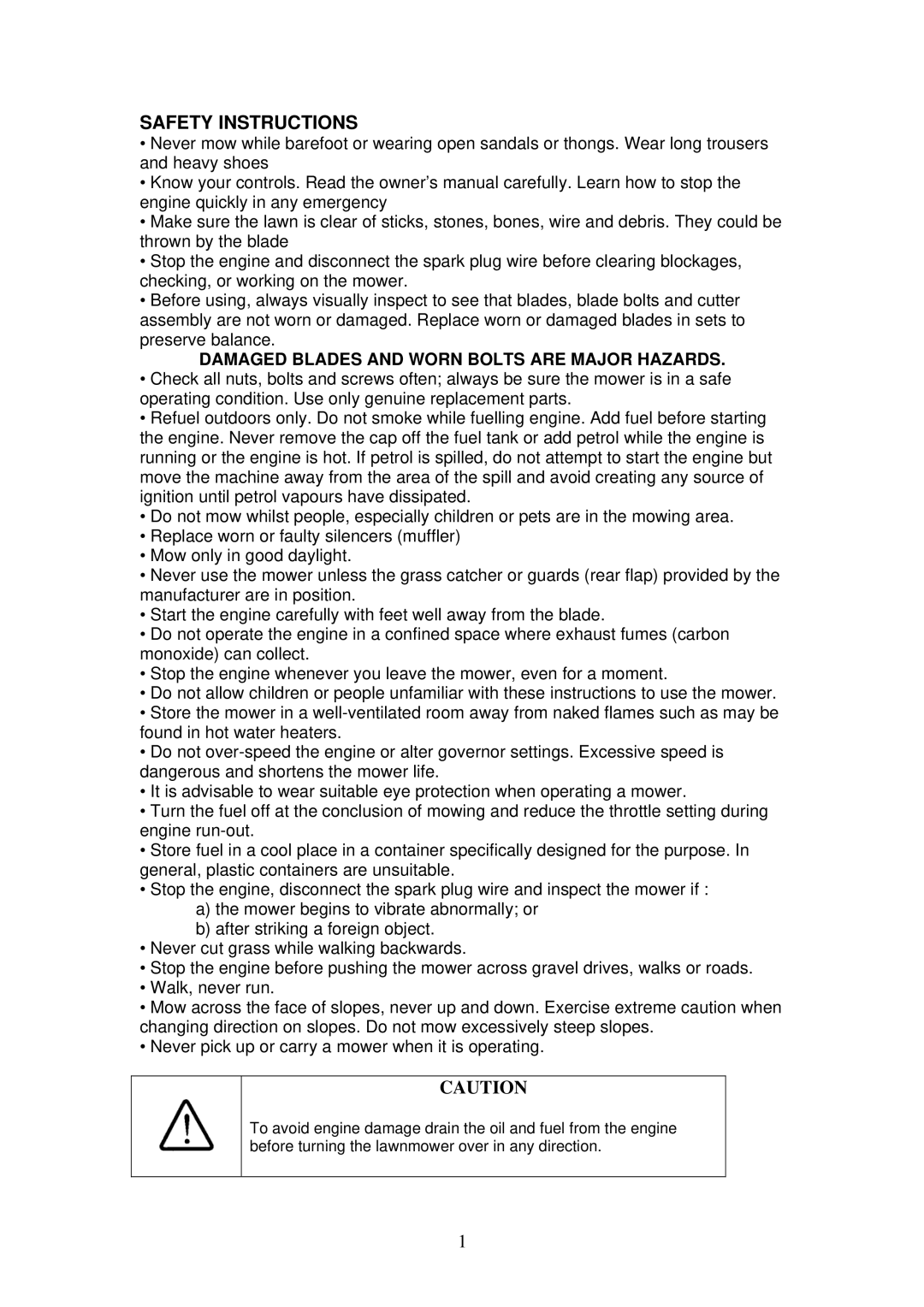 Rover 460 owner manual Safety Instructions 