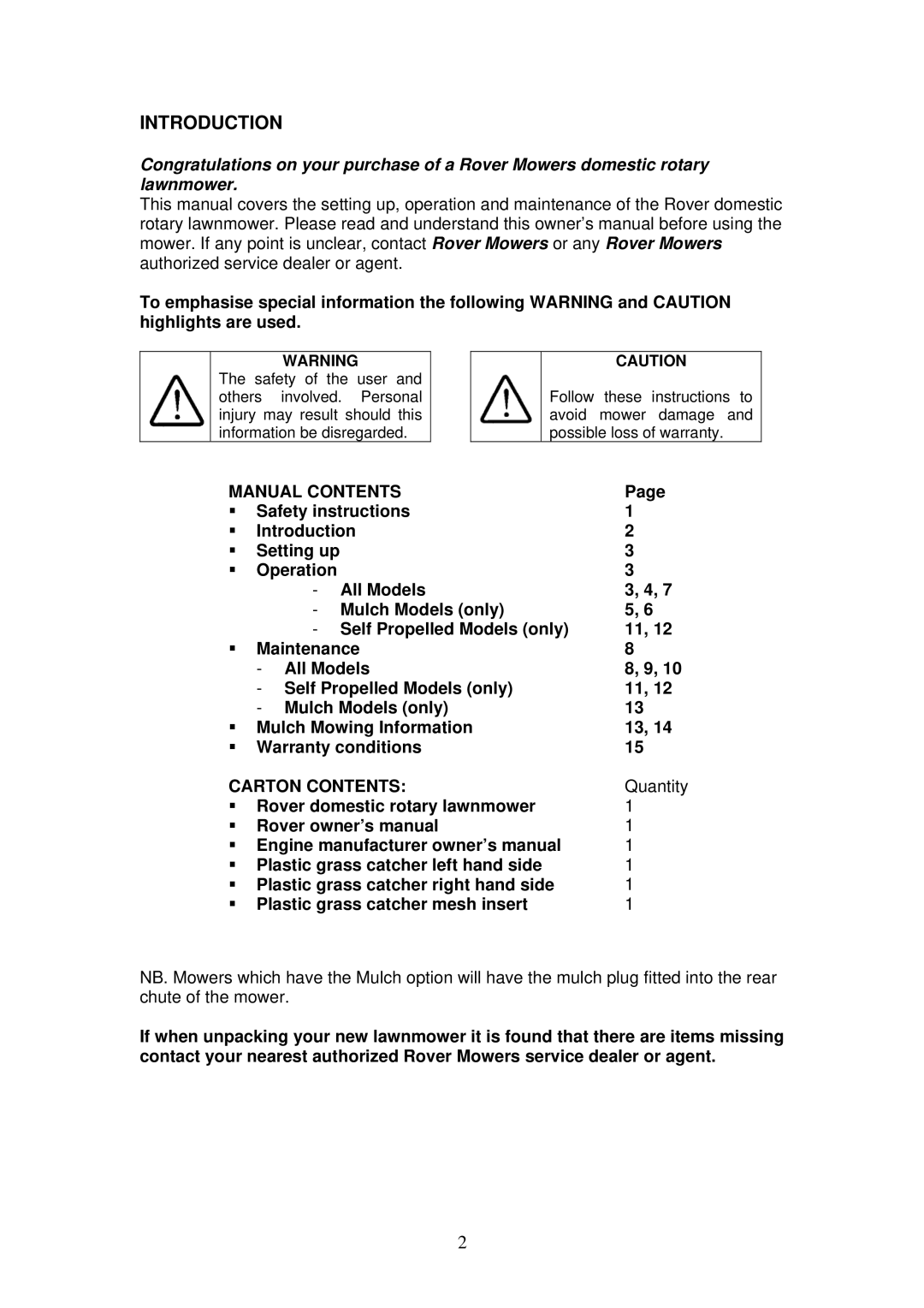 Rover 460 owner manual Introduction 