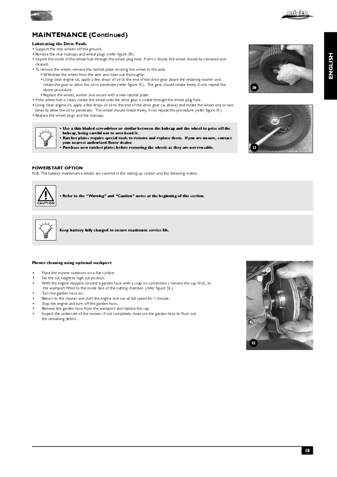 Rover 80, 51 owner manual Lubricating the Drive Pawls, Above procedure, Replace the wheel plugs and the hubcaps 