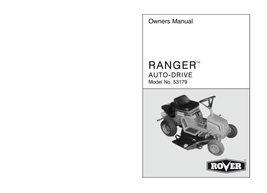Rover 53179 warranty Rangertm, Auto-Drive, Model No 