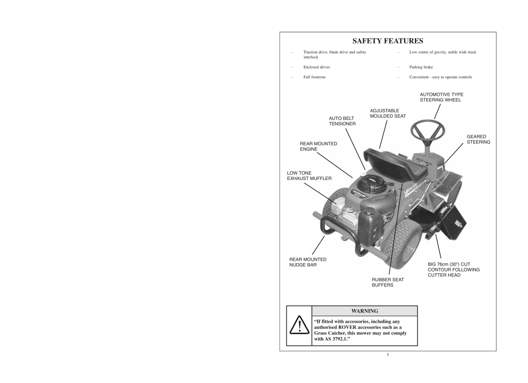 Rover 53179 warranty Safety Features 