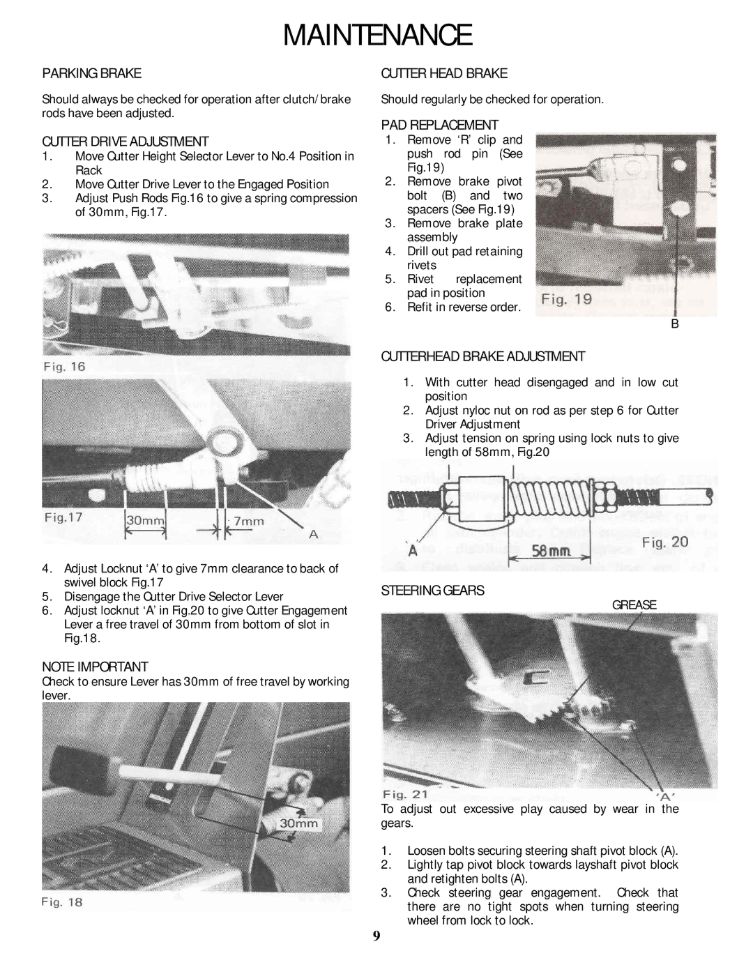 Rover 5377 - 12HP Parking Brake, Cutter Drive Adjustment, Cutter Head Brake, PAD Replacement, Cutterhead Brake Adjustment 