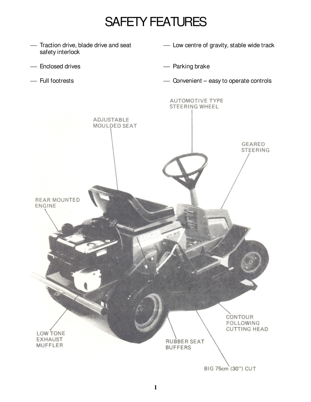 Rover 5377 - 12HP owner manual Safety Features 