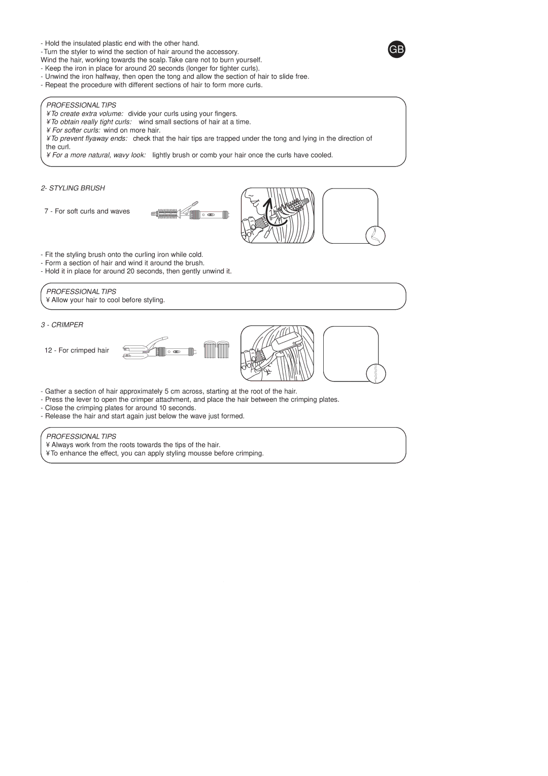 Rowenta 037038-14/04 - CF4010 manual Styling Brush, Crimper 