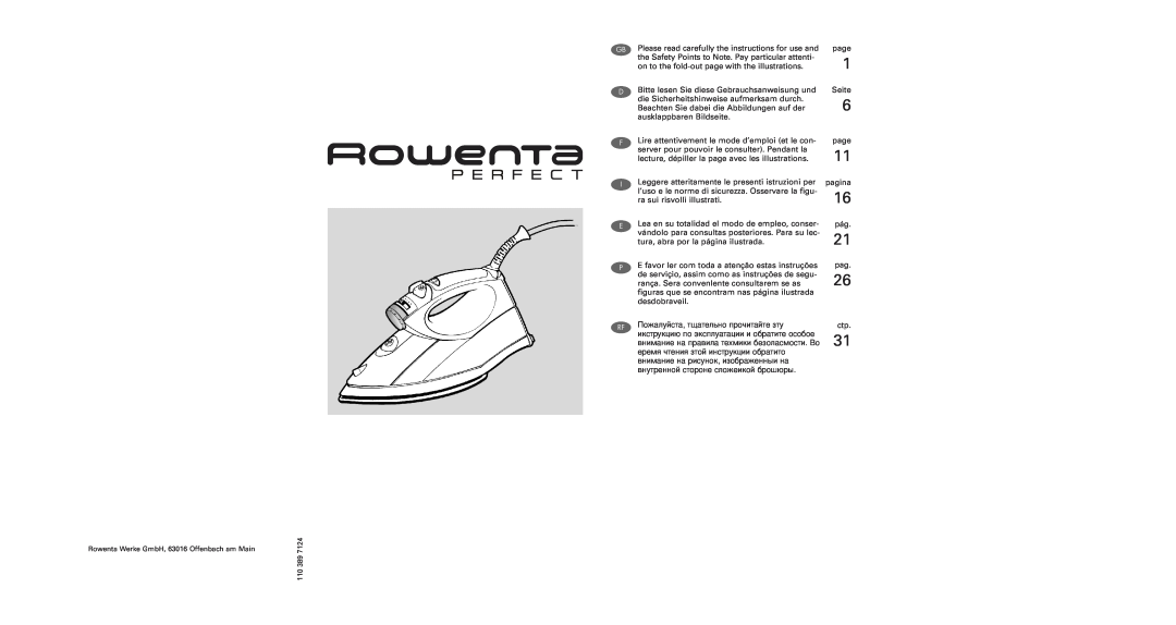 Rowenta 1103897124 manual RF y 