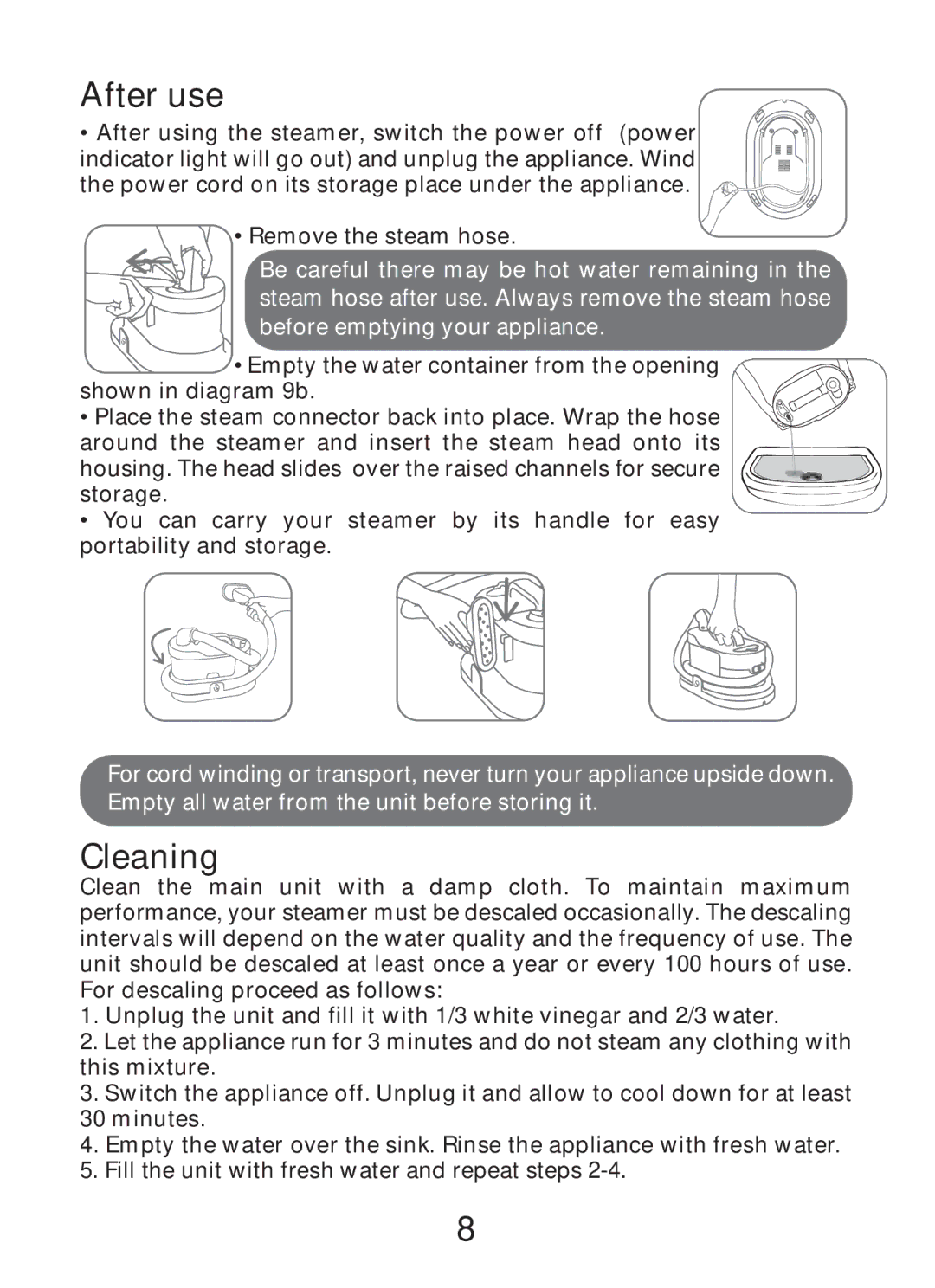 Rowenta GARMENT STEAMER manual After use 