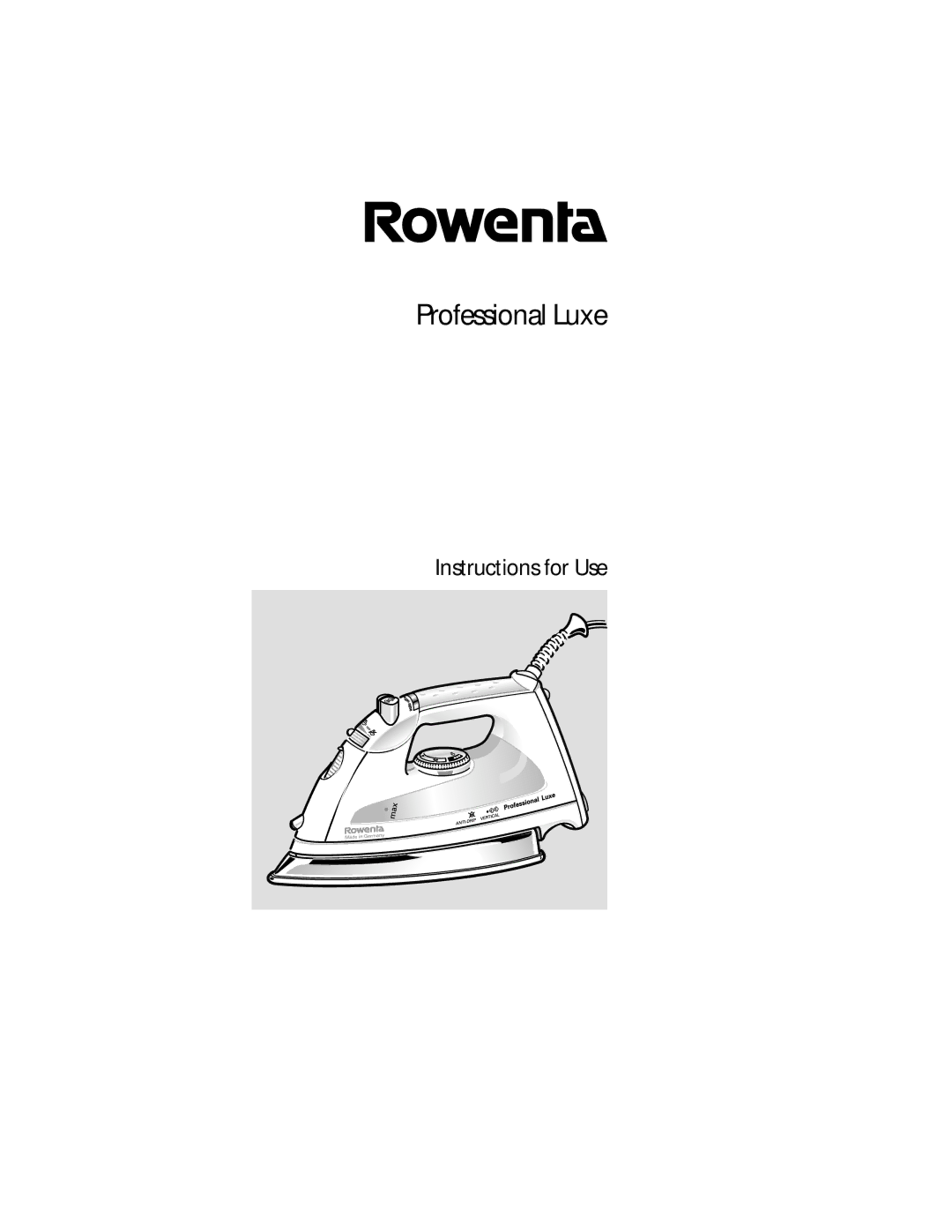 Rowenta Luxe Steam Iron manual Professional Luxe 