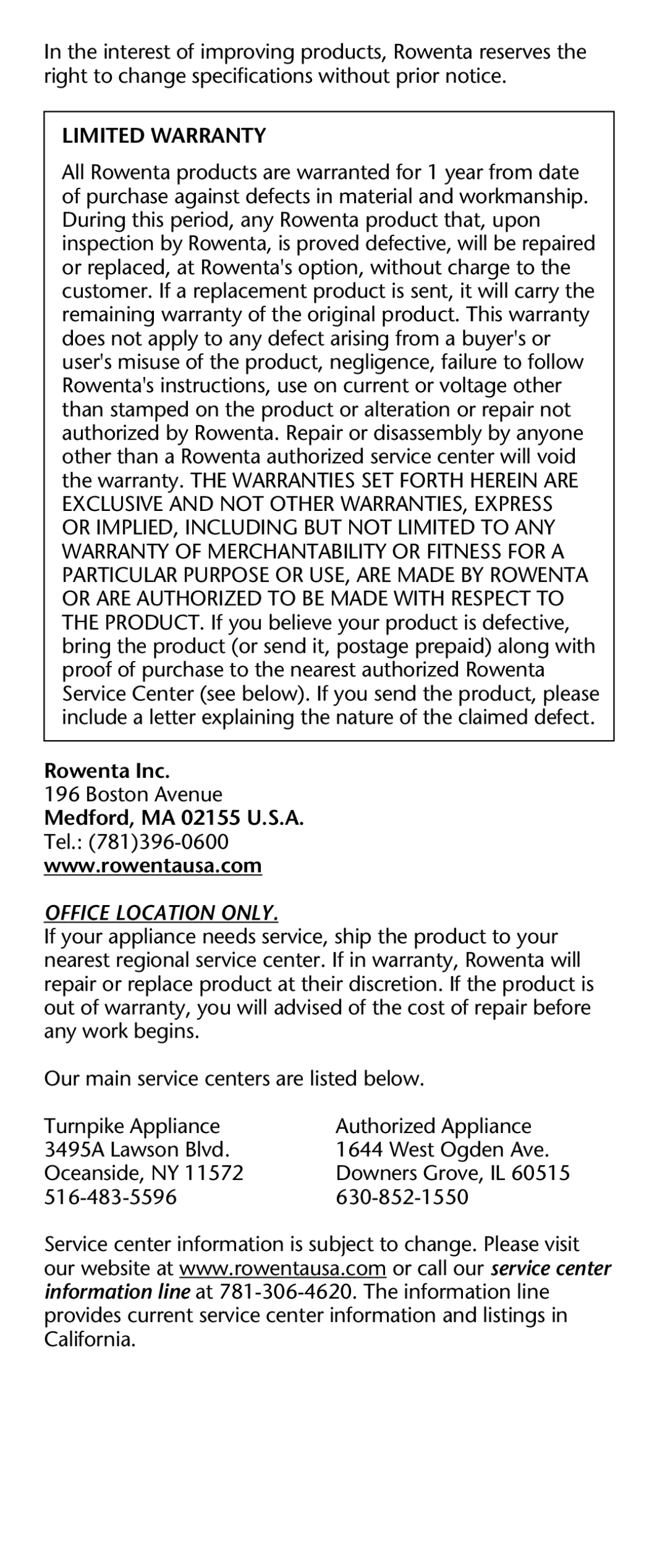 Rowenta Power Press manual Rowenta Inc, Medford, MA 02155 U.S.A 