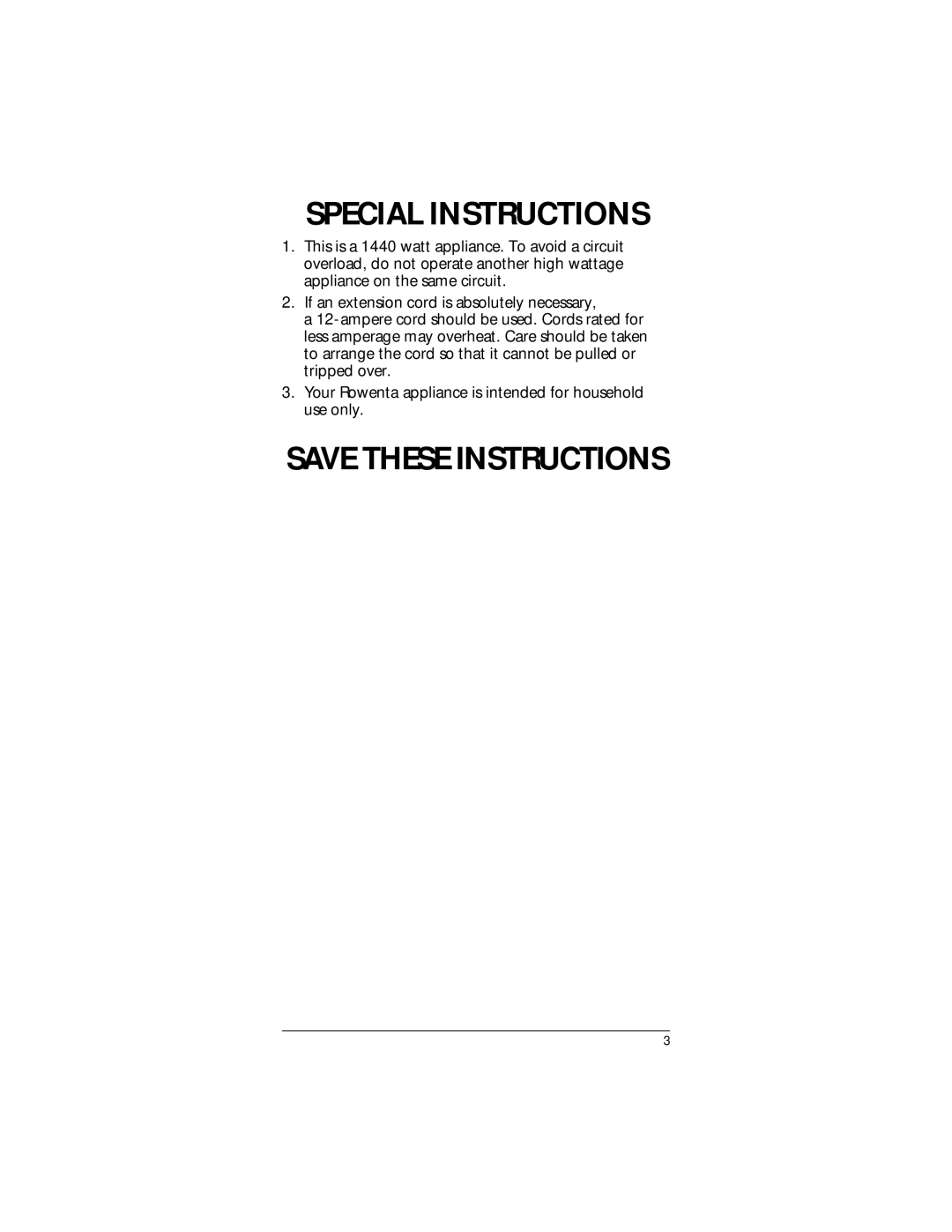 Rowenta Professional Steam Iron manual Special Instructions 