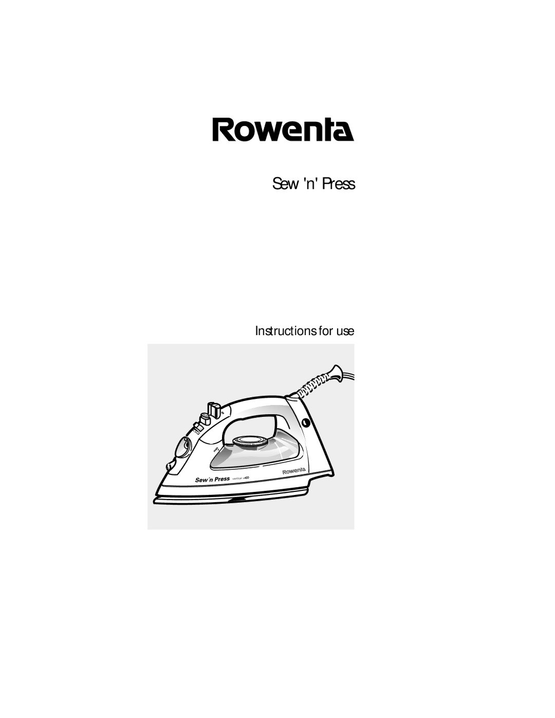 Rowenta Sew 'n' Press Steam Iron manual Sew n Press 