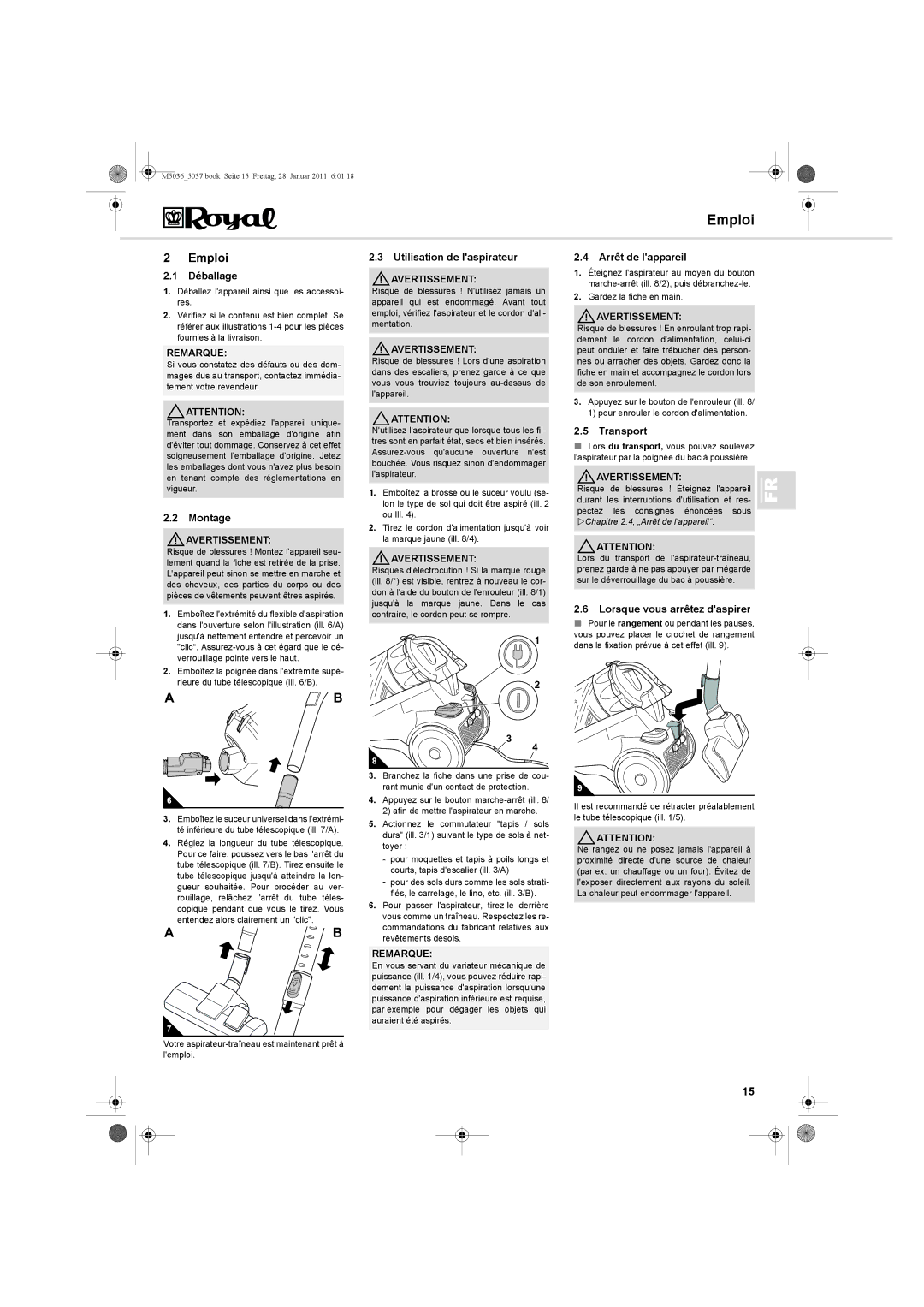 Royal Appliance M5036_5037 manual Emploi 