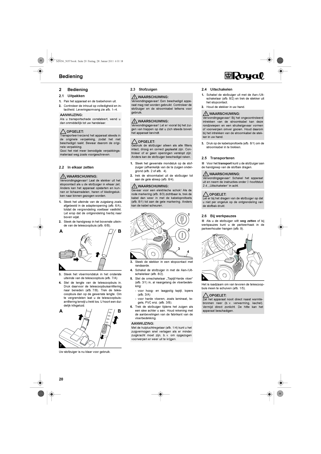 Royal Appliance M5036_5037 manual Bediening 