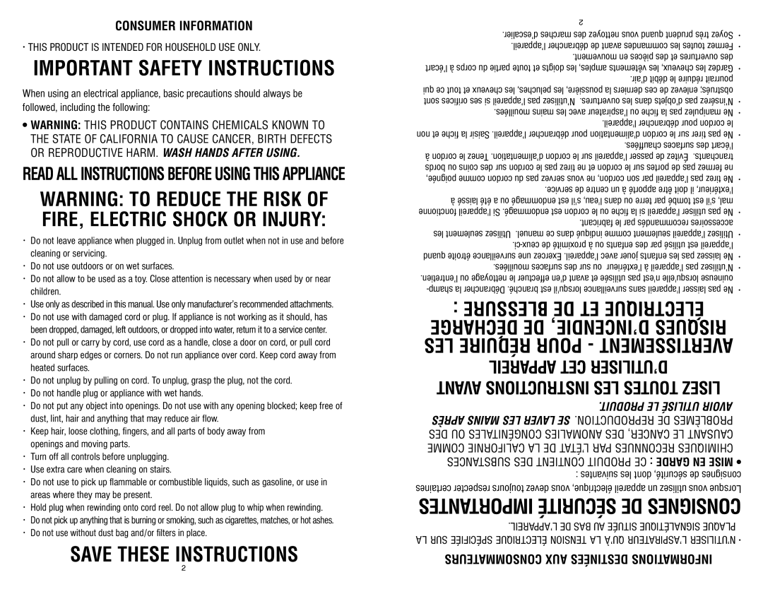 Royal Appliance S10 owner manual Important Safety Instructions 