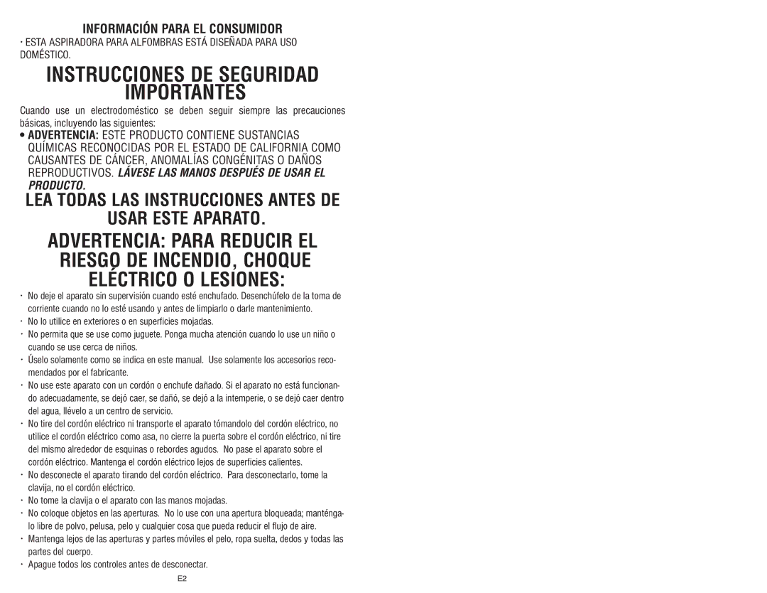 Royal Appliance S15 Instrucciones DE Seguridad Importantes, LEA Todas LAS Instrucciones Antes DE Usar Este Aparato 