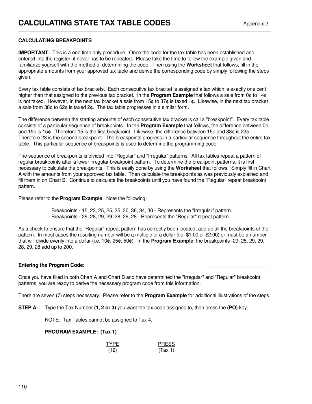 Royal Consumer Information Products ALPHA9155SC manual Calculating State TAX Table Codes, Calculating Breakpoints 