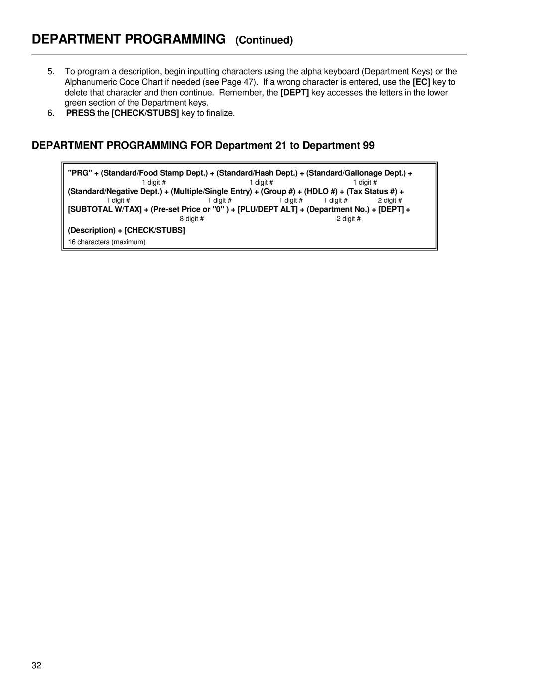 Royal Consumer Information Products ALPHA9155SC manual Department Programming for Department 21 to Department 