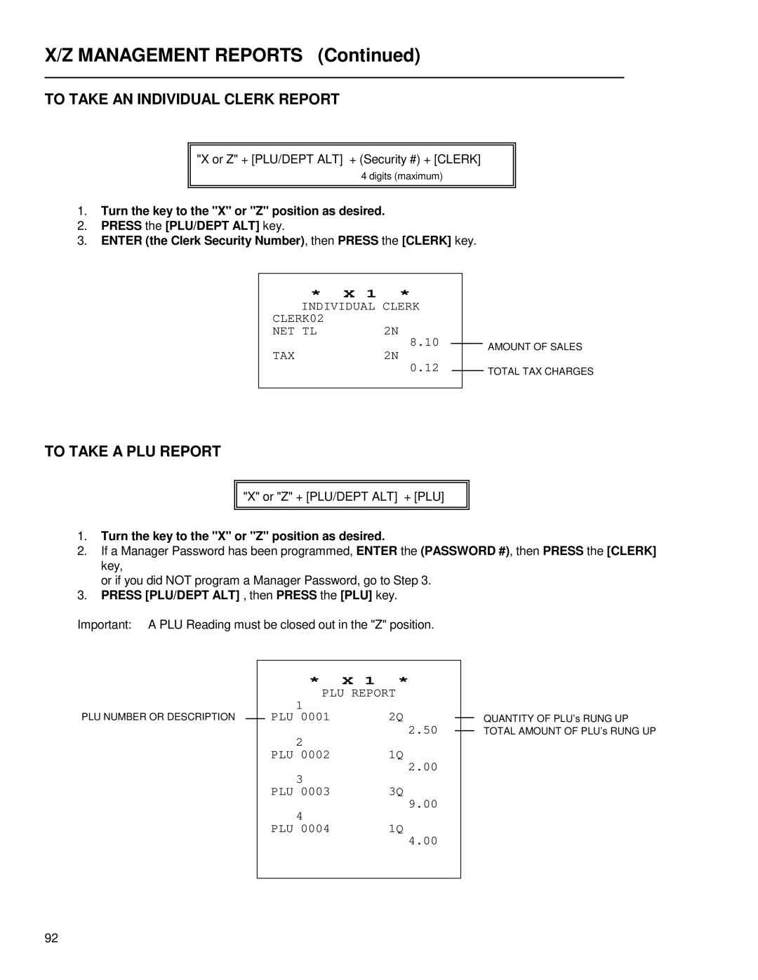 Royal Consumer Information Products ALPHA9155SC manual To Take AN Individual Clerk Report, To Take a PLU Report 