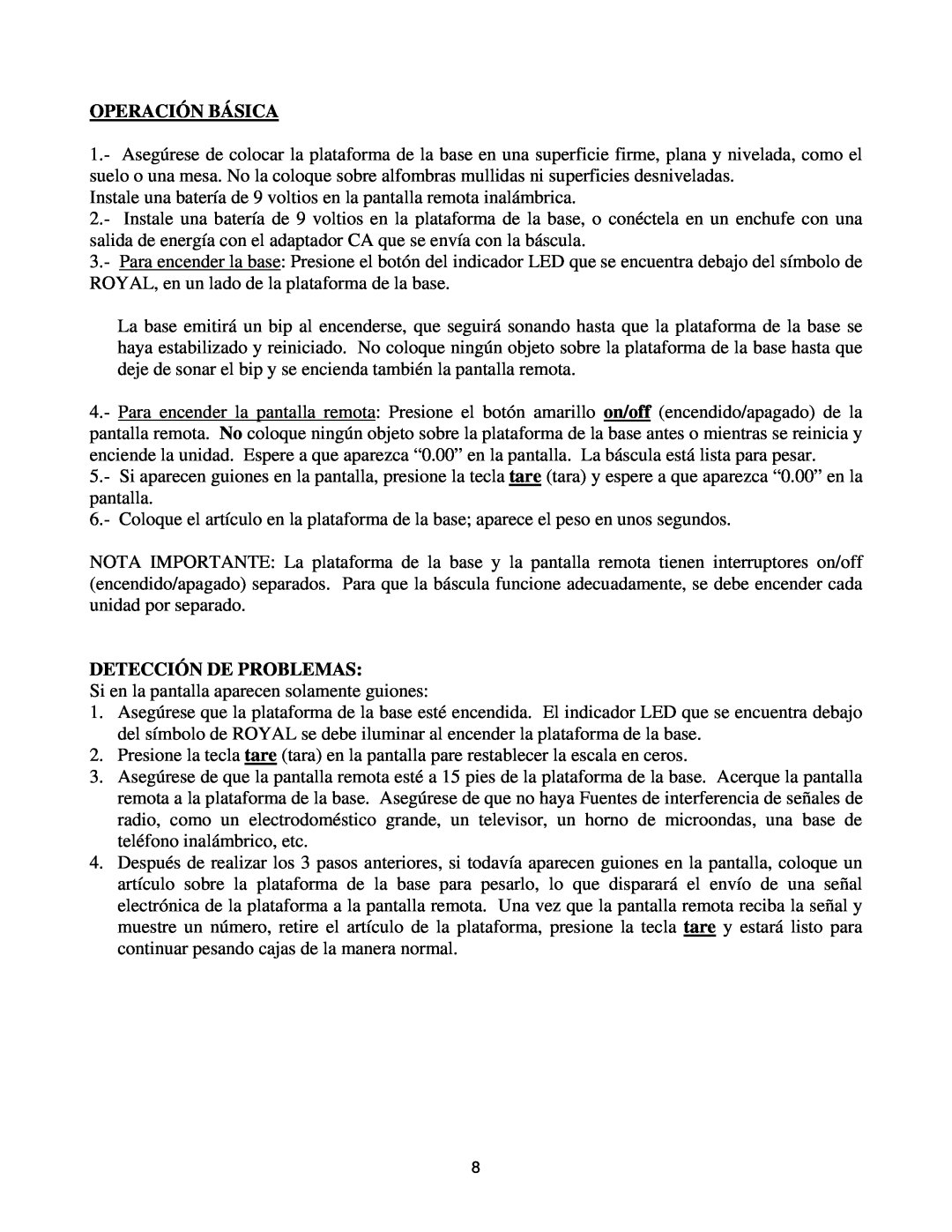 Royal Consumer Information Products eX-315w instruction manual Operación Básica, Detección De Problemas 