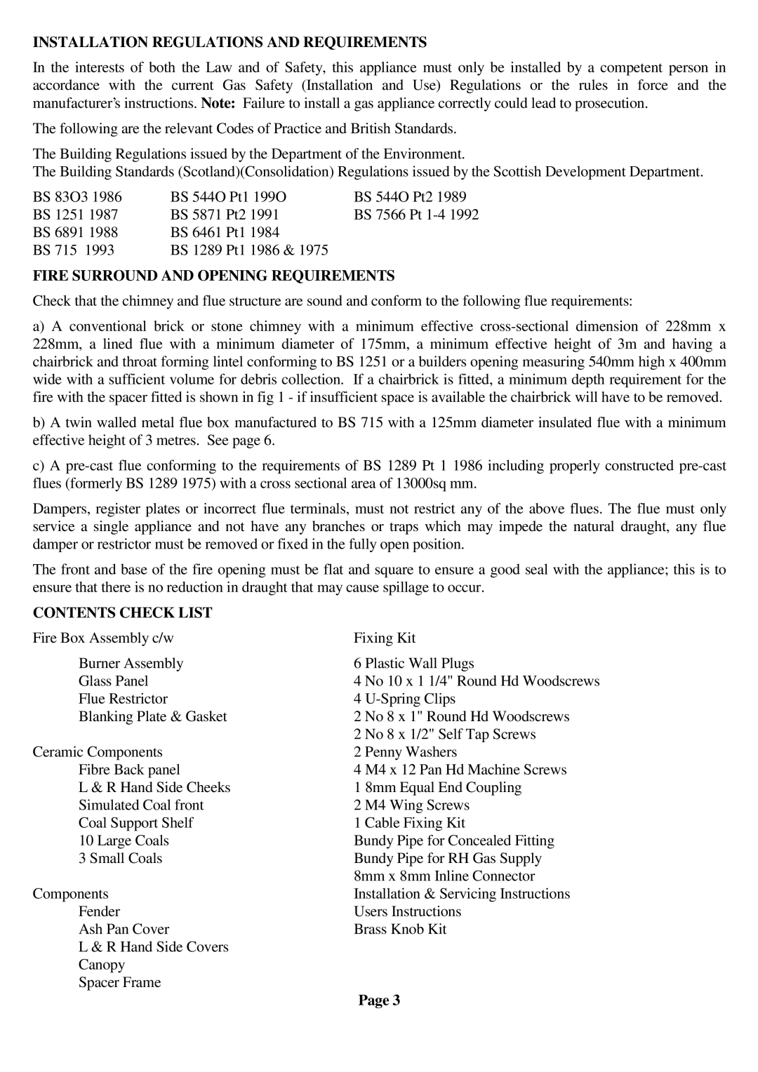 Royal Consumer Information Products G20 Installation Regulations and Requirements, Fire Surround and Opening Requirements 