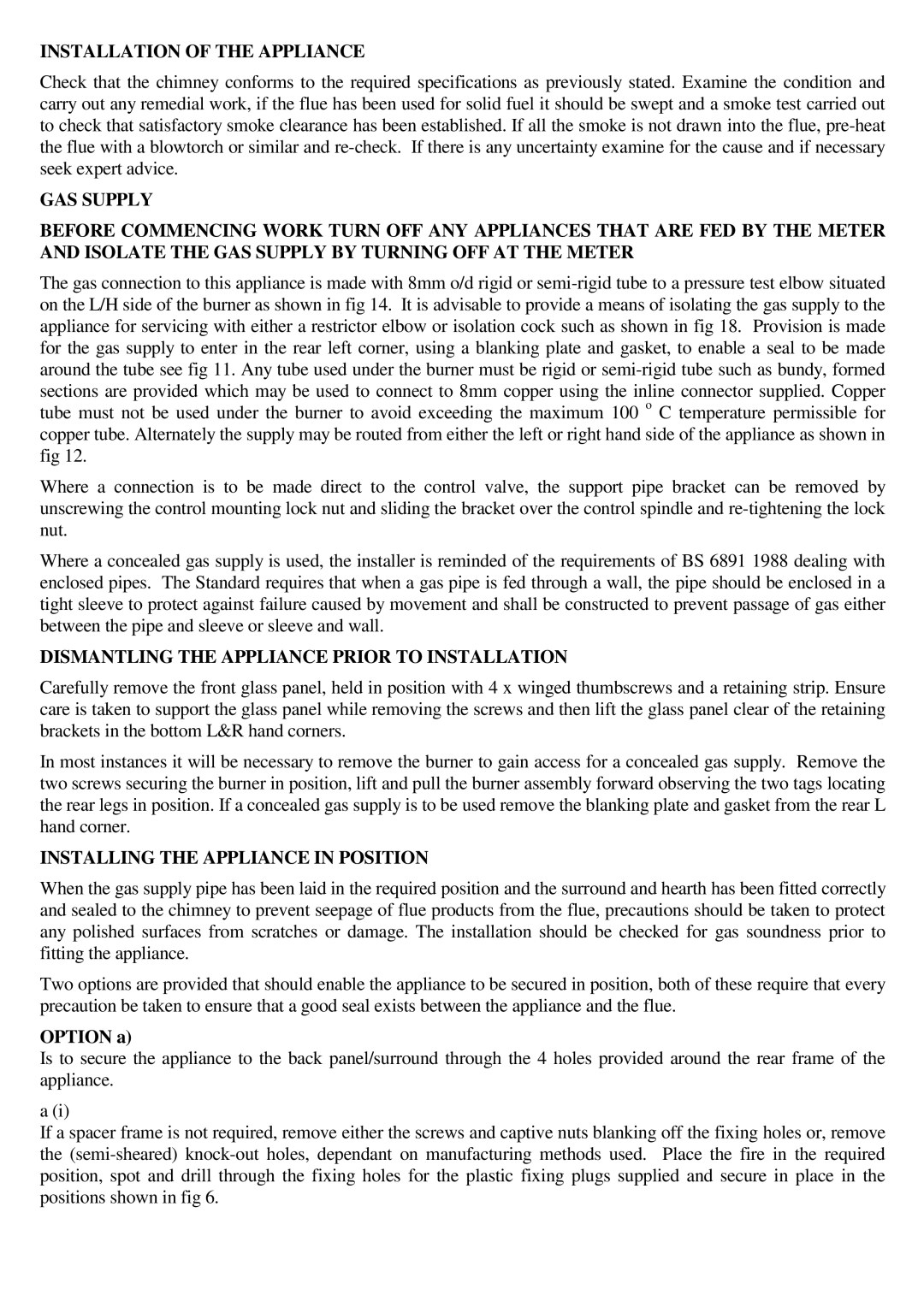 Royal Consumer Information Products G20 Installation of the Appliance, Dismantling the Appliance Prior to Installation 