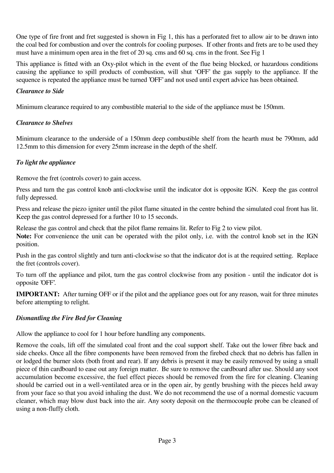 Royal Consumer Information Products G31 manual Clearance to Side, Clearance to Shelves, To light the appliance 