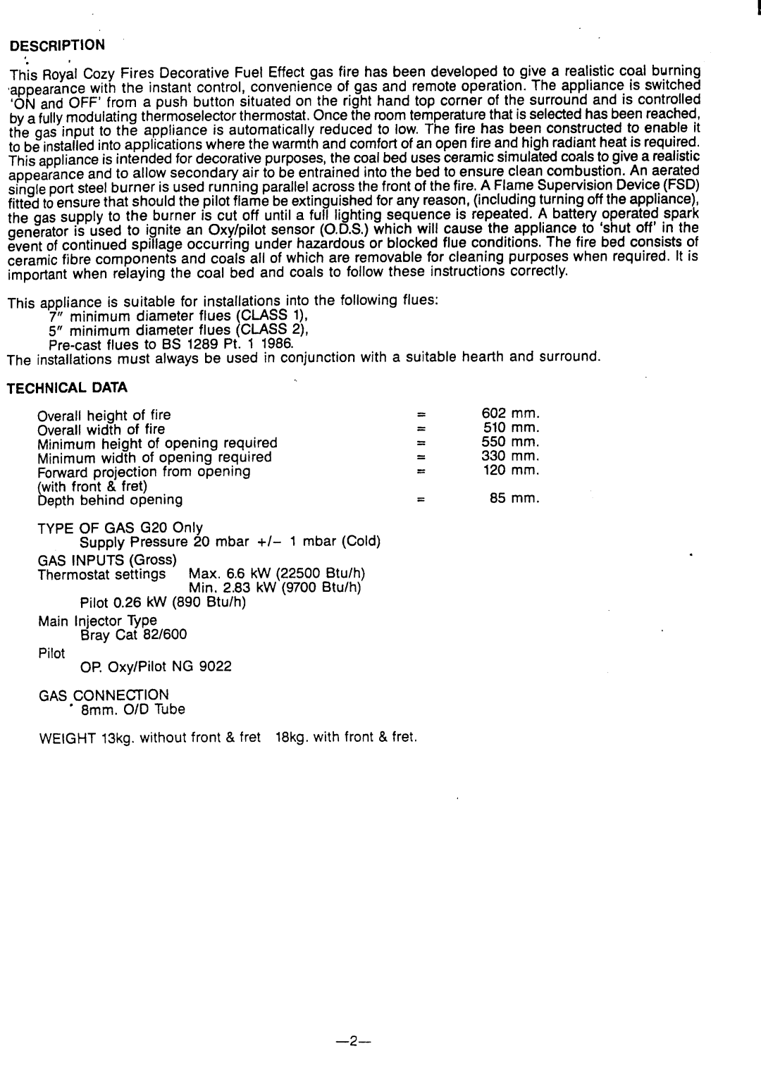 Royal Consumer Information Products Gas Fireplace manual 