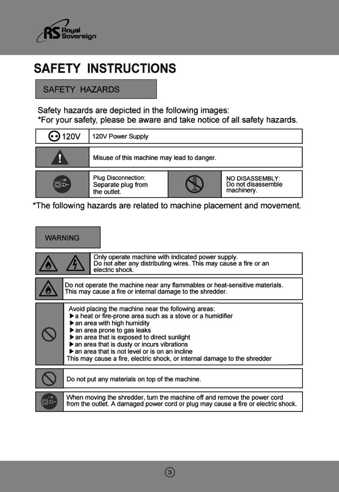 Royal Sovereign AFS-850S, AFS-800BK manual 