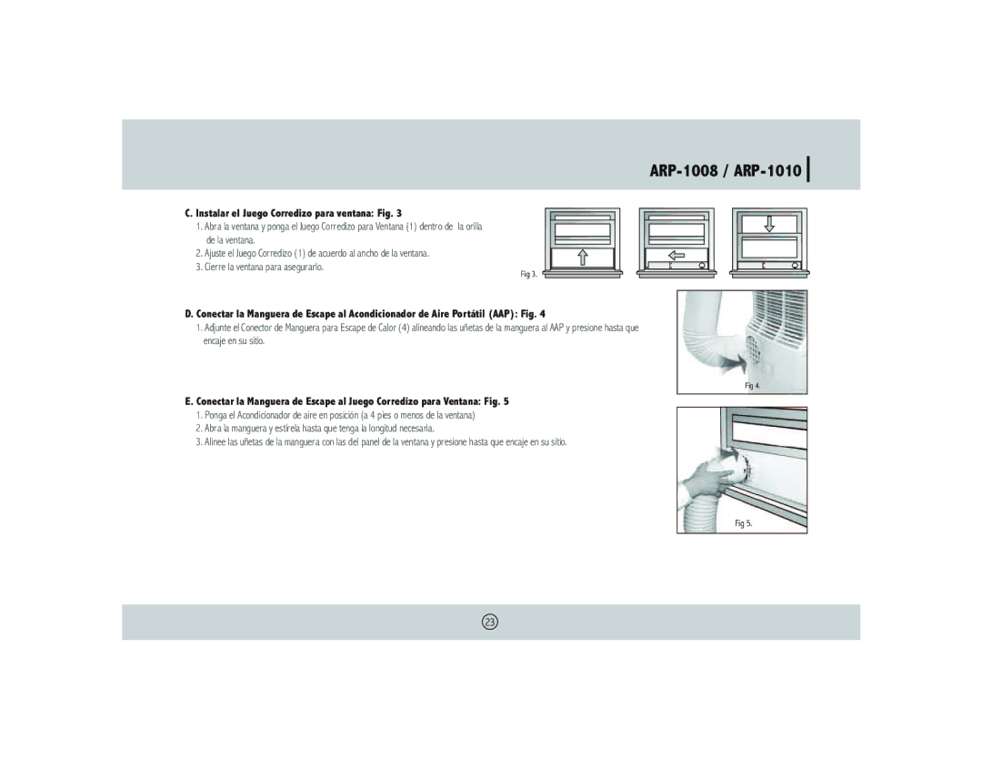 Royal Sovereign ARP- 1008 owner manual Instalar el Juego Corredizo para ventana Fig 