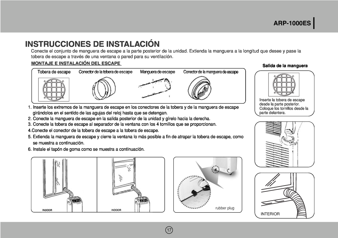 Royal Sovereign ARP-1000ES owner manual Instrucciones De Instalación, Montaje E Instalación Del Escape 