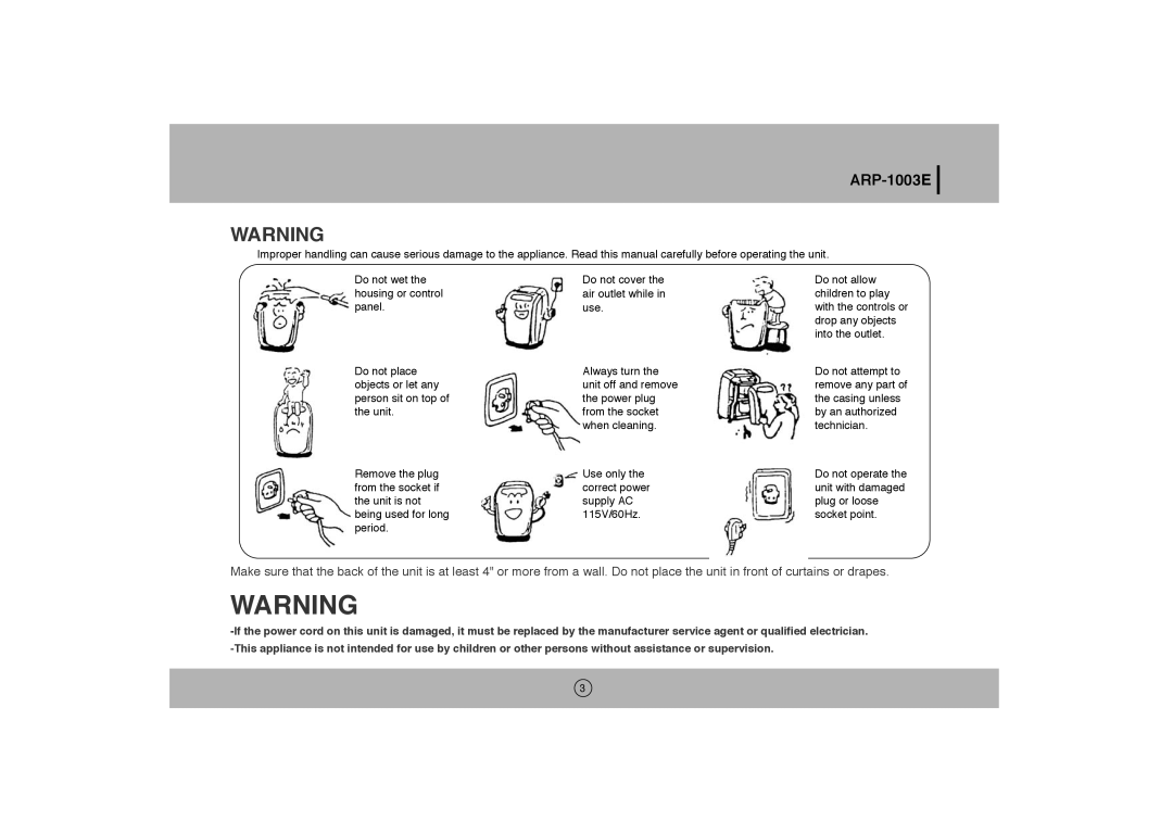 Royal Sovereign ARP-1003E owner manual 