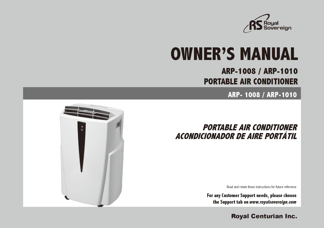 Royal Sovereign ARP-1008, ARP-1010 owner manual Portable air conditioner 