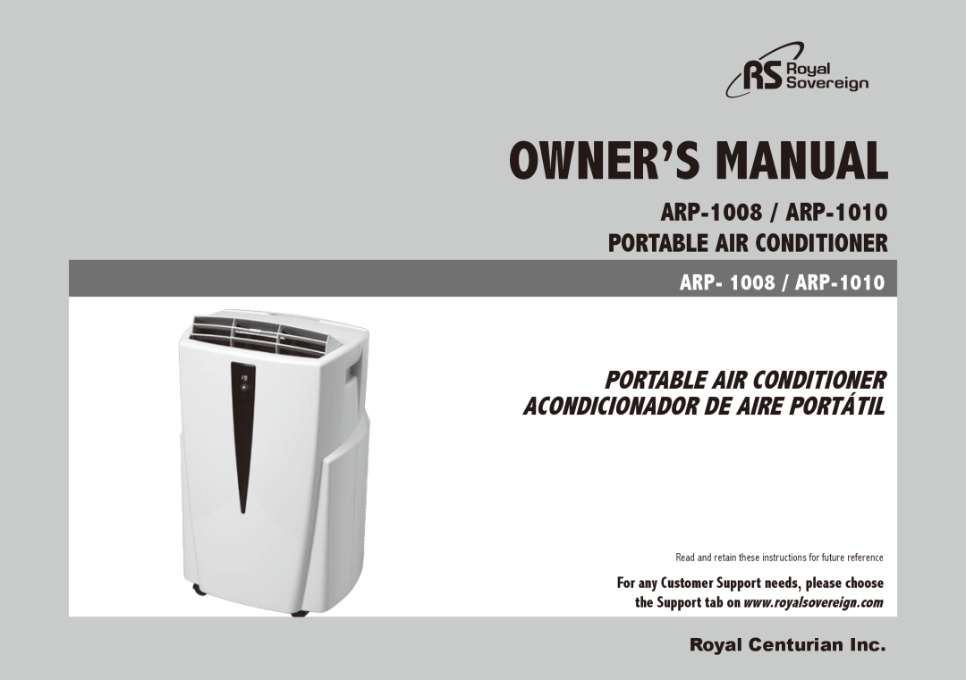 Royal Sovereign owner manual ARP-1008 / ARP-1010, ARP- 1008 / ARP-1010, Acondicionador De Aire Portátil 