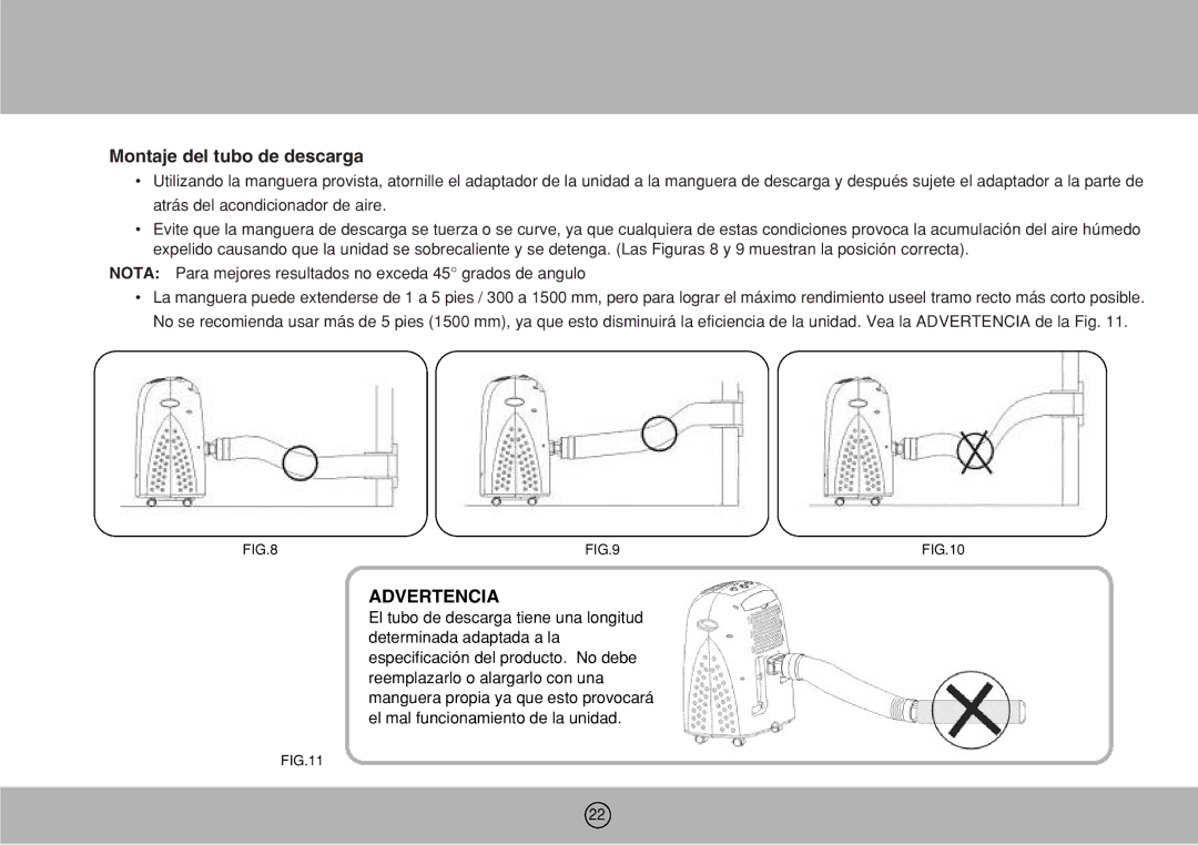 Royal Sovereign ARP-1200DE, ARP-1200M, ARP-1200DM owner manual Montaje del tubo de descarga, Advertencia 