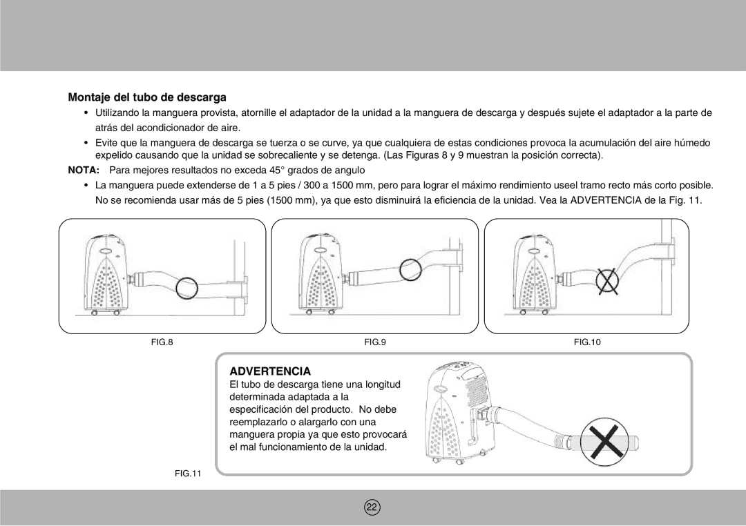 Royal Sovereign ARP-1200M owner manual Montaje del tubo de descarga, Advertencia 