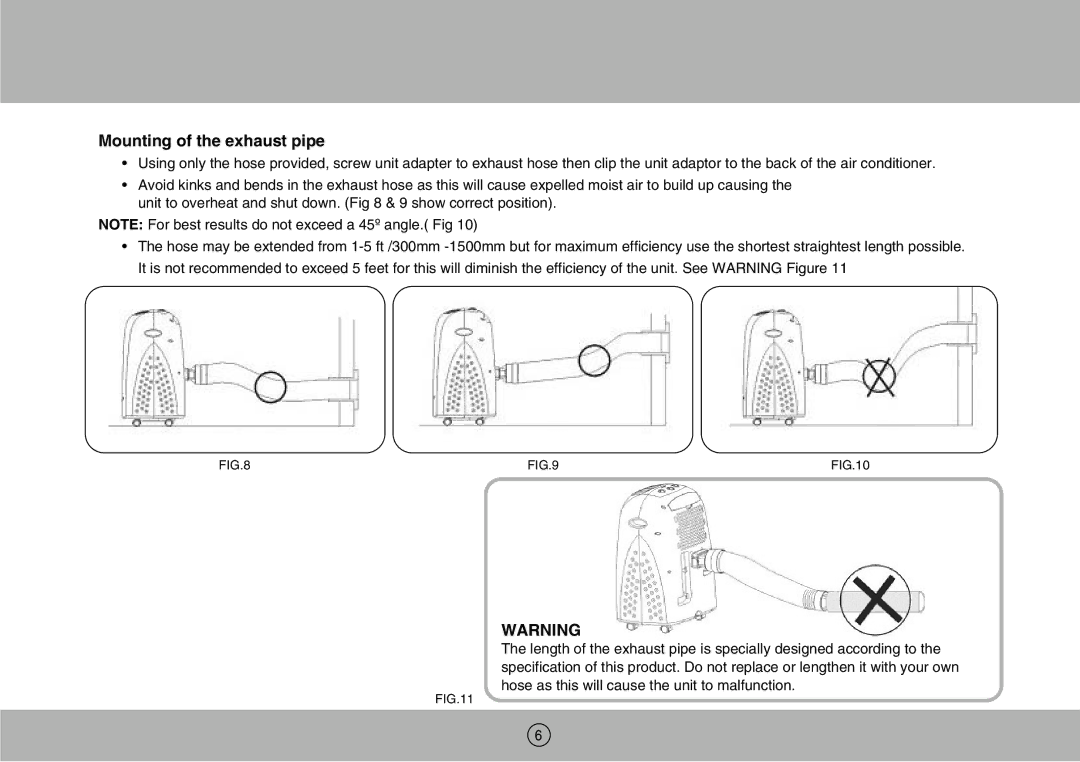 Royal Sovereign ARP-1200M owner manual Mounting of the exhaust pipe 