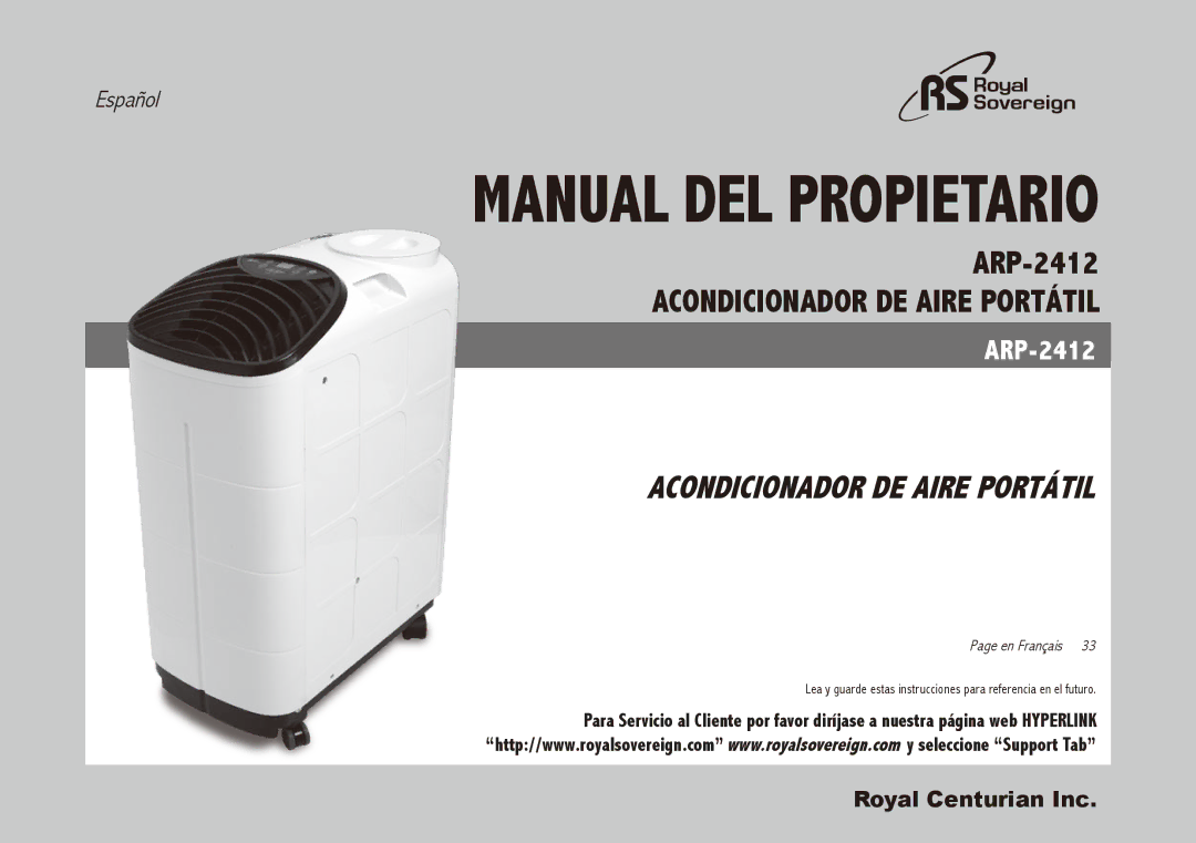 Royal Sovereign ARP-2412 owner manual Manual del Propietario 