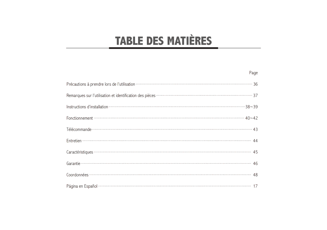 Royal Sovereign ARP-2412 owner manual Table DES Matières 