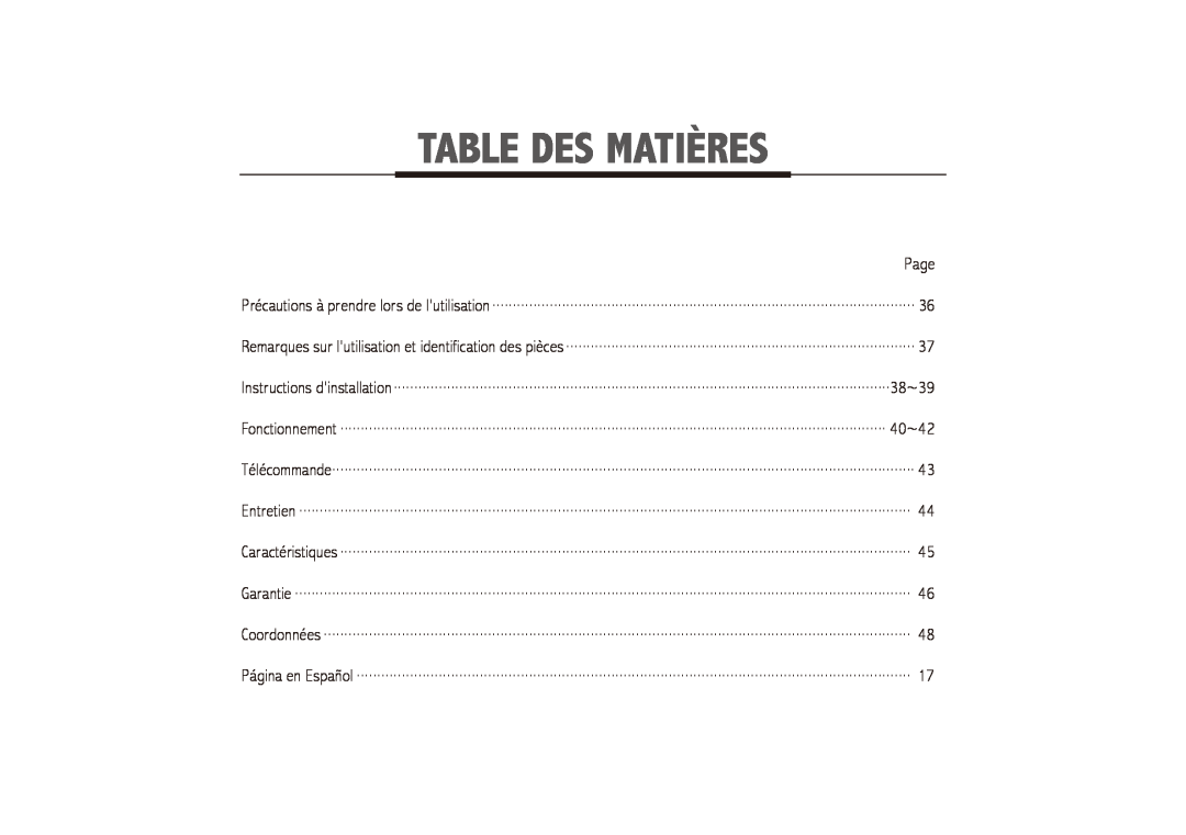 Royal Sovereign ARP-2412 owner manual Table Des Matières 