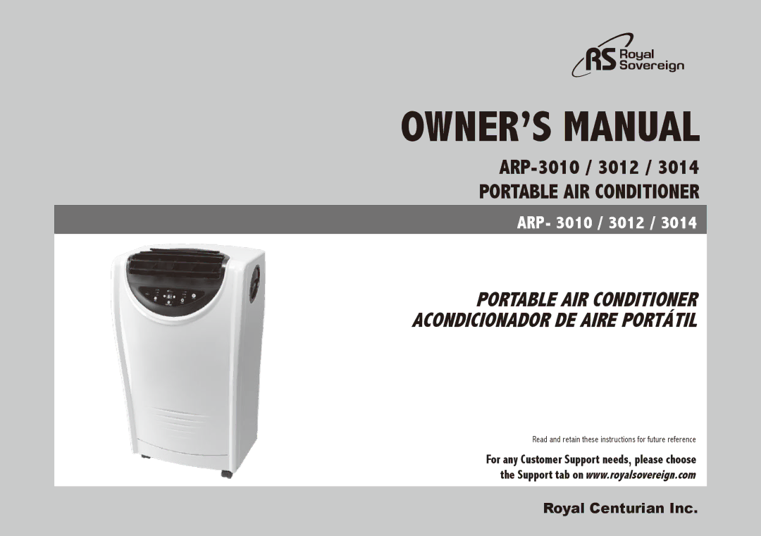 Royal Sovereign ARP-3010 owner manual Portable air conditioner 