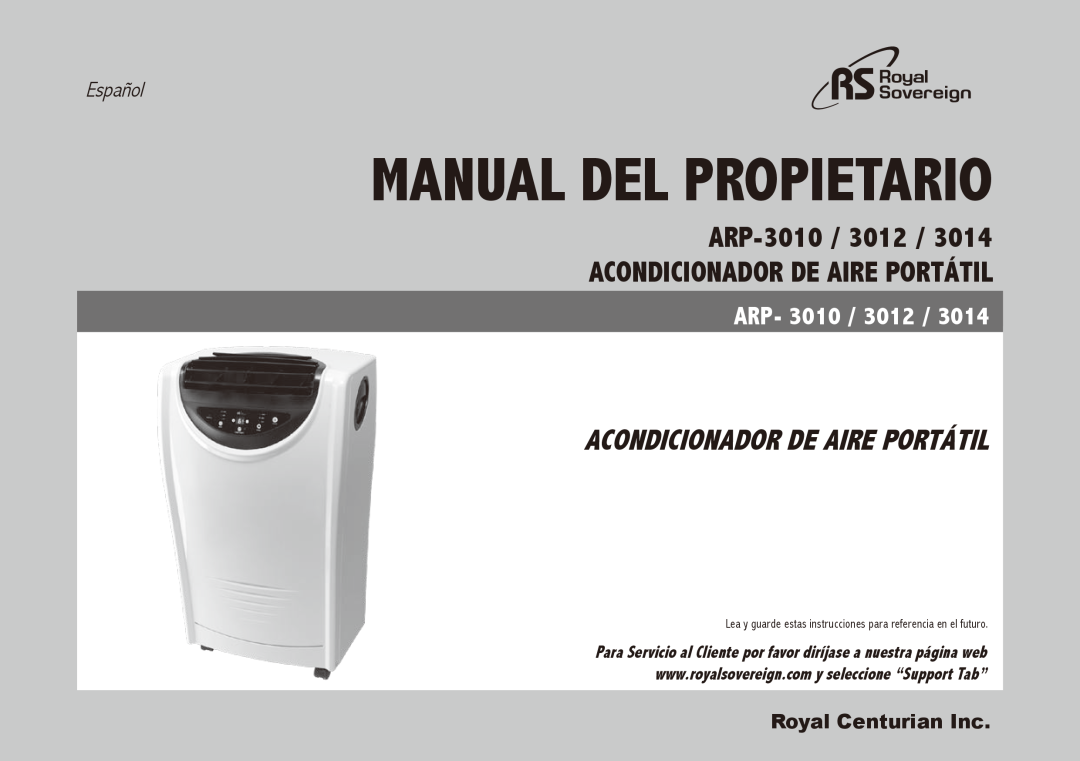 Royal Sovereign owner manual Manual del Propietario, ARP-3010 /3012 / Acondicionador de Aire Portátil, Arp, Español 