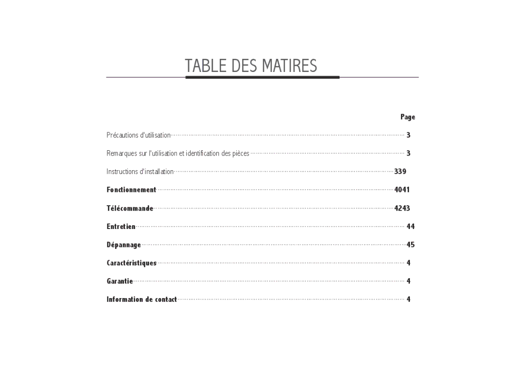 Royal Sovereign ARP-4012H, ARP-4010, ARP-4009 owner manual Table des matières 