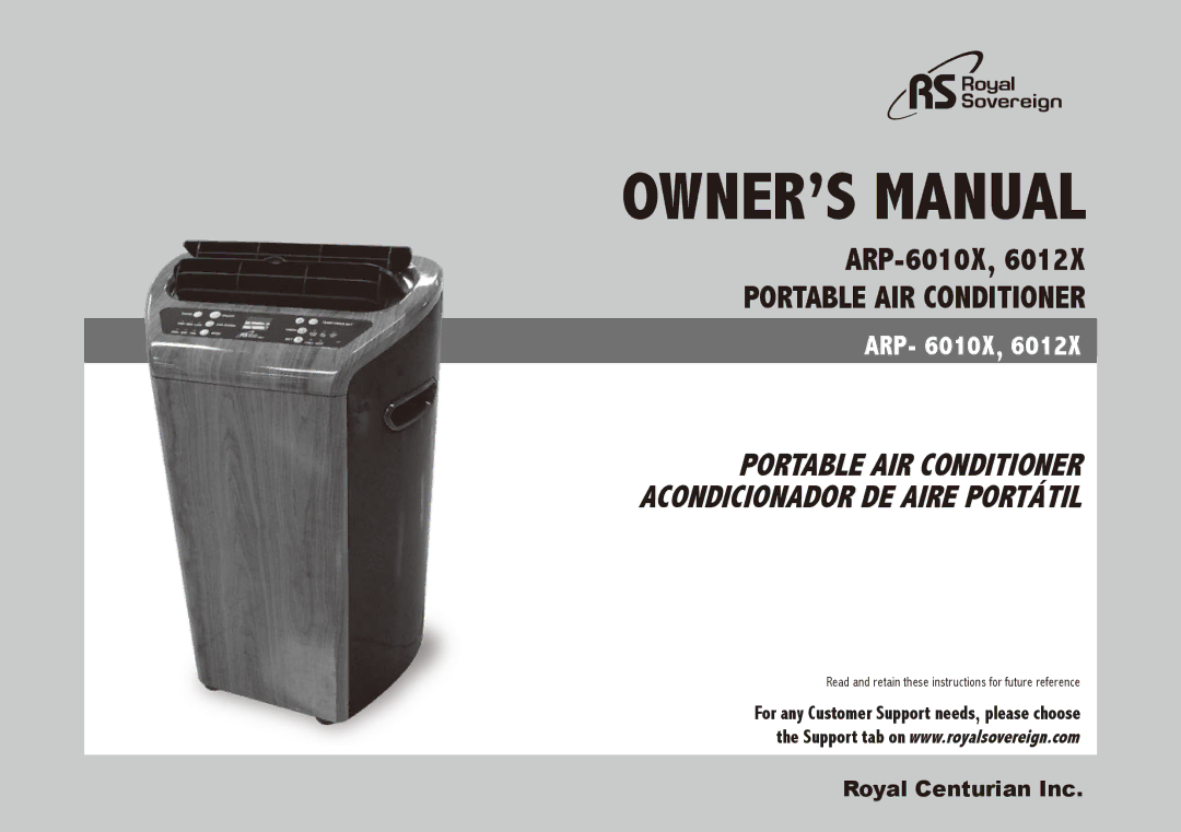 Royal Sovereign ARP-6012X, ARP-6010X owner manual Portable air conditioner 