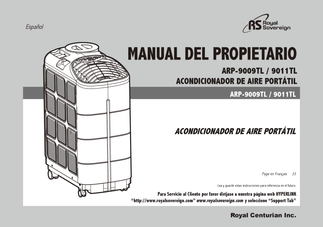 Royal Sovereign ARP-9011TL, ARP-9009TL owner manual Manual del Propietario 