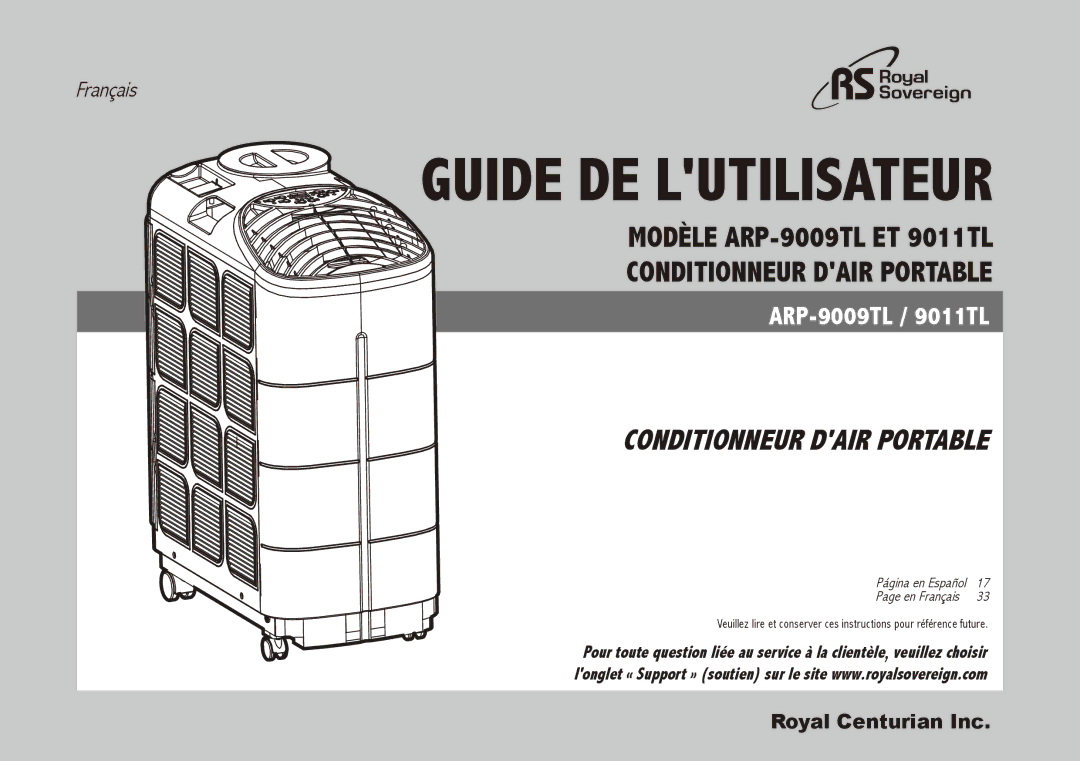 Royal Sovereign ARP-9011TL, ARP-9009TL owner manual Guide de lutilisateur 