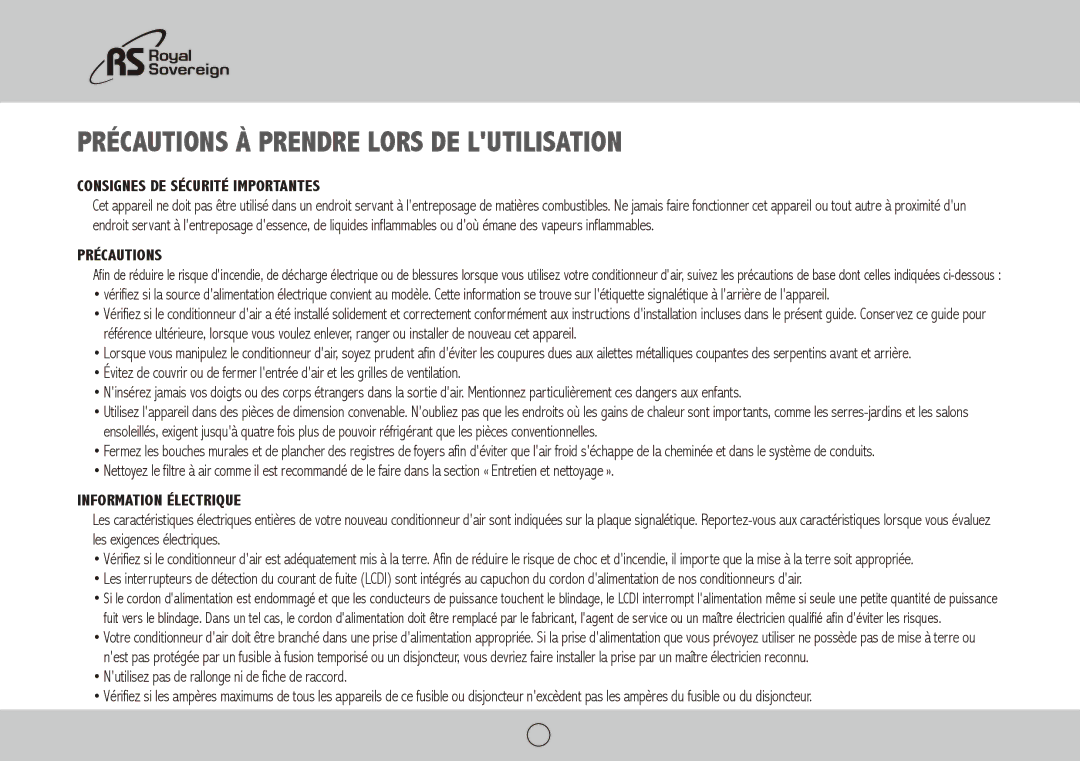 Royal Sovereign ARP-9009TL, ARP-9011TL Précautions à prendre lors de lutilisation, Consignes de sécurité importantes 