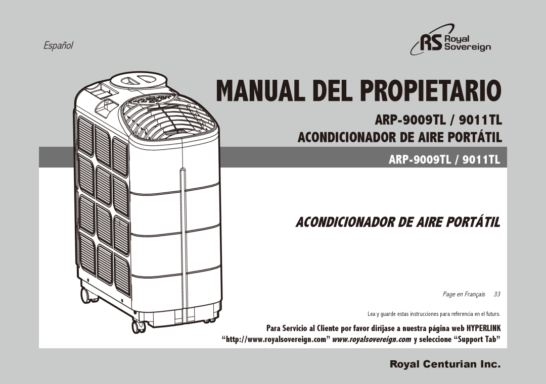 Royal Sovereign ARP-9011TL Manual del Propietario, Acondicionador de Aire Portátil, Acondicionador De Aire Portátil 